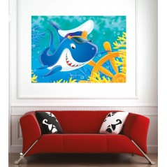 Affiche poster requin casquette