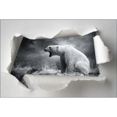 Sticker Trompe l'oeil ours polaire