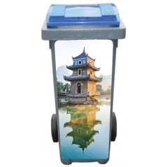 Stickers poubelle déco Temple Chinois