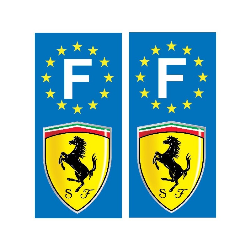 2 Stickers autocollant plaque d'immatriculation Ferrari