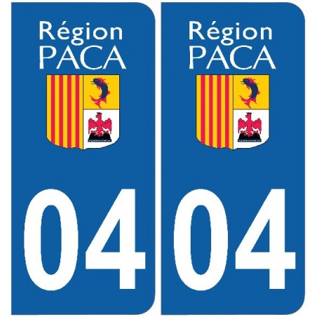 2 Stickers autocollant plaque d'immatriculation 04 - Alpes de haute provence