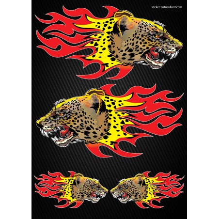 Stickers autocollants Moto Flames Panthère Format A4