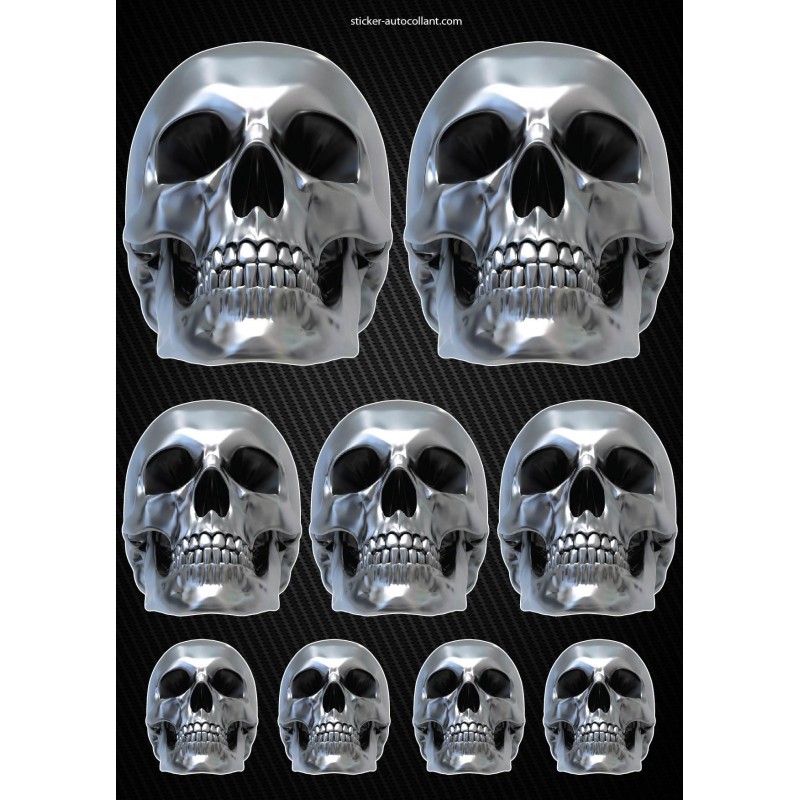 Stickers autocollants Moto Skull Format A3