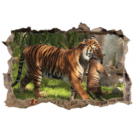 Stickers muraux 3D Tigres 23848