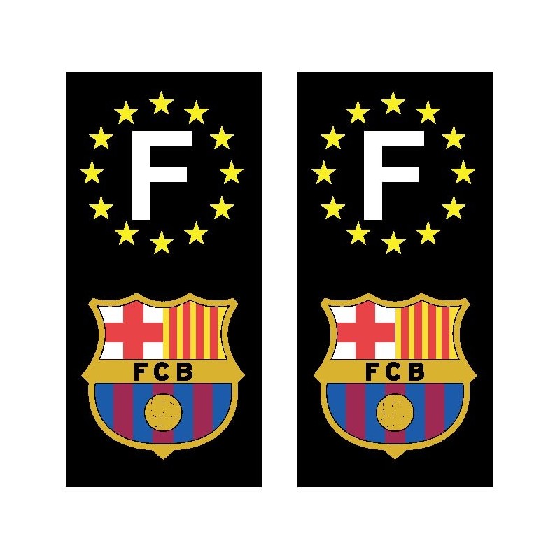 2 Stickers autocollant plaque d'immatriculation noir FC Barcelone