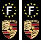 2 Stickers autocollant plaque d'immatriculation noir Porsche