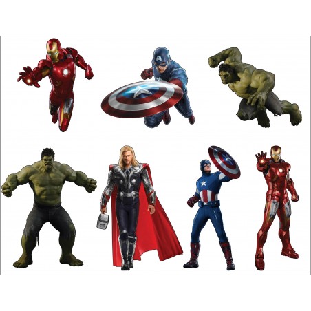 Stickers planche enfant super heros Avengers ref 8870 (7 dimensions)