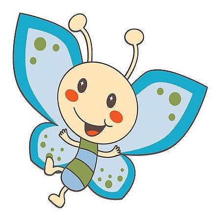 Sticker enfant Papillon bleu réf 3504 (Dimensions de 10 cm à 130cm de hauteur)