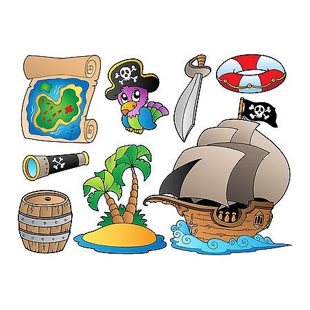 Stickers kit enfant planche de stickers Pirates ref 3587 (7 dimensions)