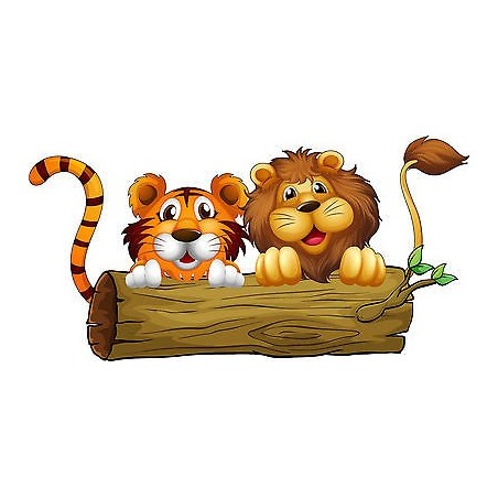 Stickers enfant Lion Tigre réf 3578 (Dimensions de 10 cm à 130cm de largeur)