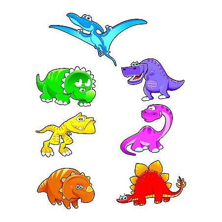 Stickers kit enfant planche de 7 stickers dinosaures ref 3572 (7 dimensions)