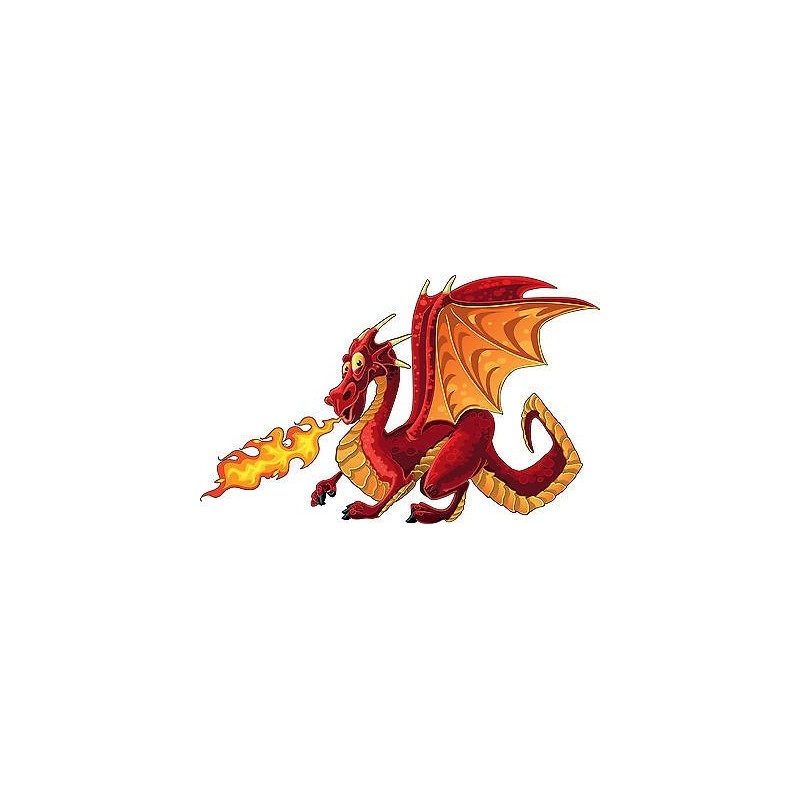 Stickers enfant Dragon feu réf 3709 (Dimensions de 10cm à 130cm de largeur)