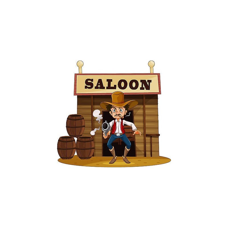 Stickers enfant Saloon Cow-boy réf 3707 (Dimensions de 10cm à 130cm de largeur)