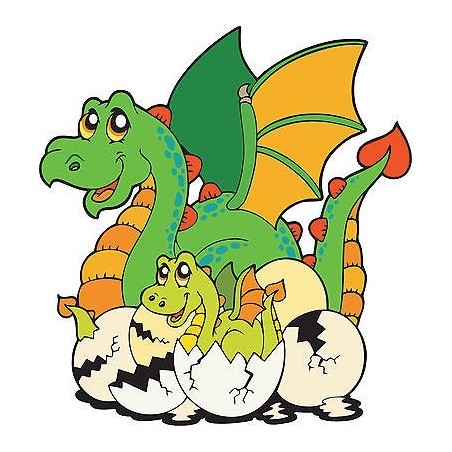 Sticker autocollant enfant Dragon et bébé réf 3655