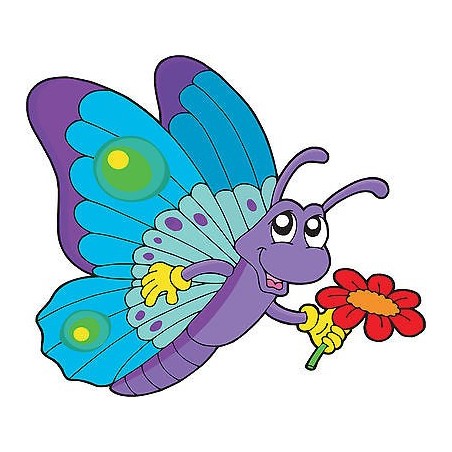 Stickers enfant Papillon fleur réf 3648 (Dimensions de 10cm à 130cm de largeur)