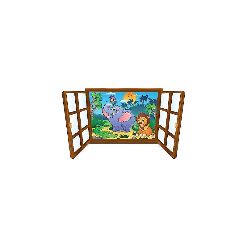 Sticker enfant fenêtre animaux & compagnie réf 3905