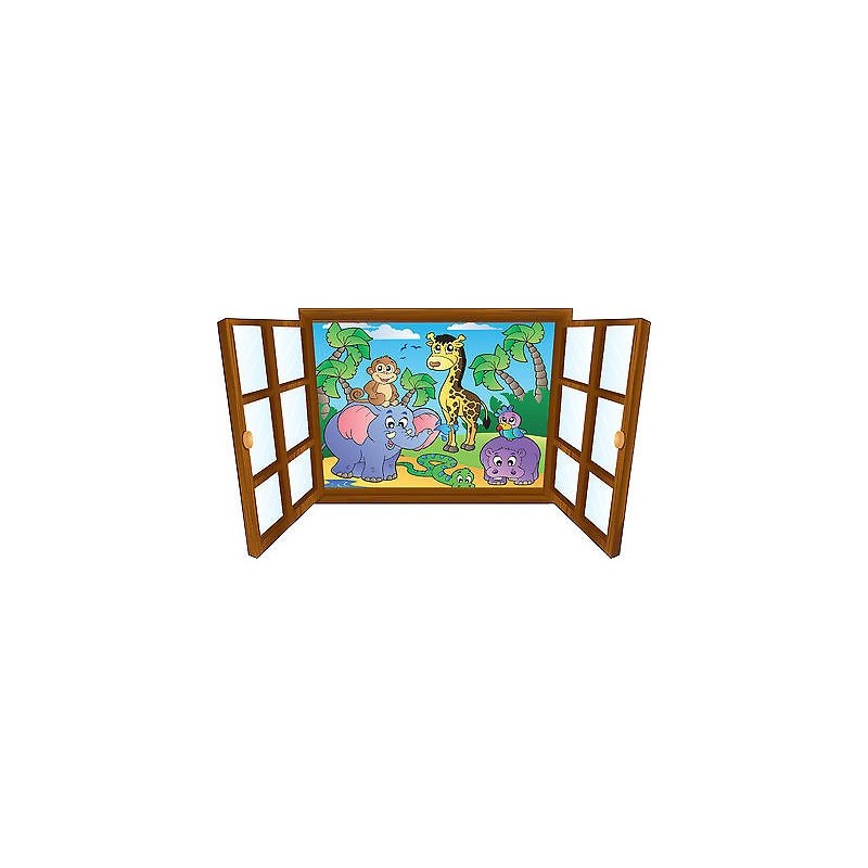 Sticker enfant fenêtre Animaux de la jungle réf 3901