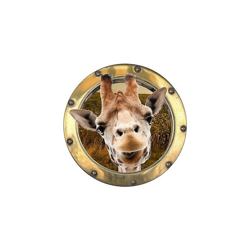 Sticker trompe l'oeil déco Girafe réf:hublot 1102