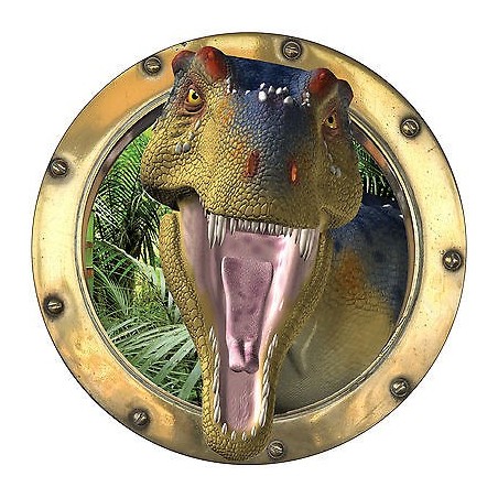 Sticker trompe l'oeil Dinosaure Tyrex réf:hublot 1101