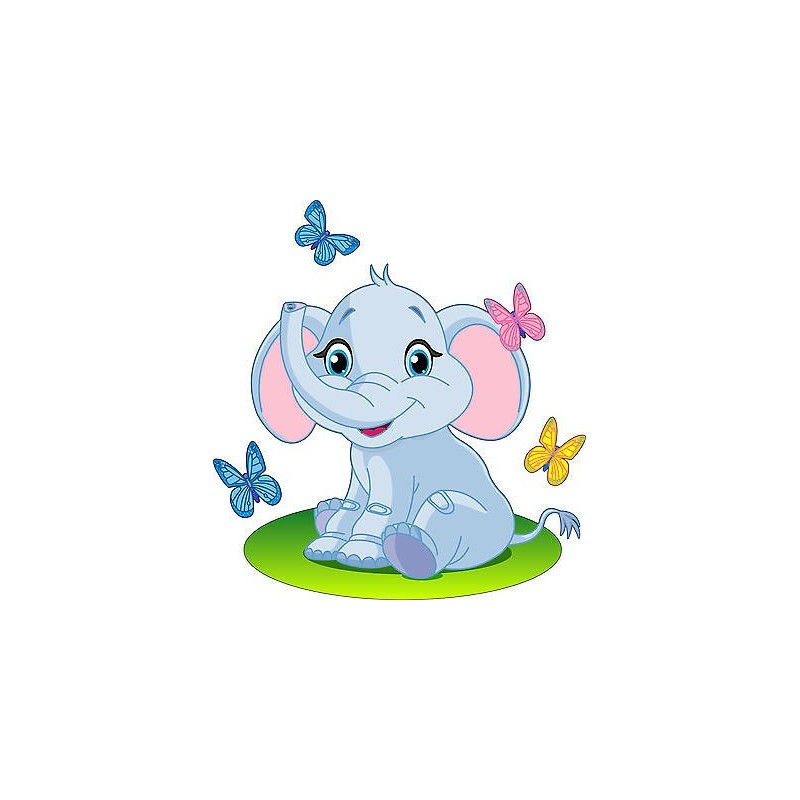 Sticker enfant Elephant réf 2519 (Dimensions de 10 cm à 130cm de hauteur)