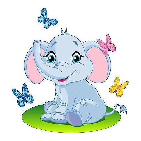 Sticker enfant Elephant réf 2519 (Dimensions de 10 cm à 130cm de hauteur)