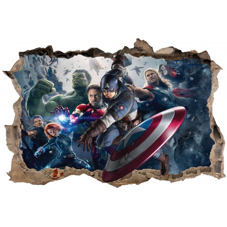 Stickers 3D trompe l'oeil Avengers Captain América réf 23219