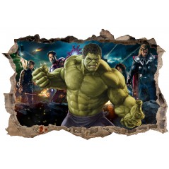 Stickers 3D trompe l'oeil Avengers Hulk réf 23220