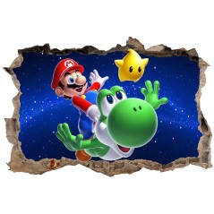 Stickers 3D trompe l'oeil Mario Galaxy réf 23230