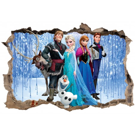 Stickers trompe l'oeil 3D Frozen La reine des neiges réf 23240