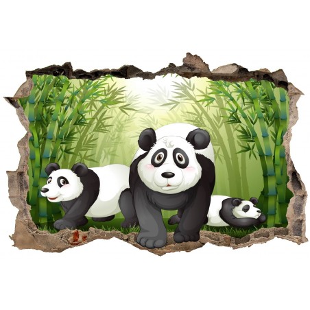 Stickers 3D trompe l'oeil Panda réf 23249
