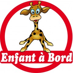 Sticker enfant à bord Girafe 16x16cm réf 166