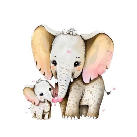 Affiche poster Bébé Enfant - Maman enfant Eléphant