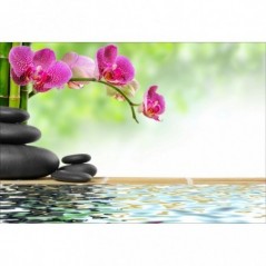 Stickers muraux déco Zen: galets bambous orchidées