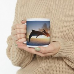 Mug Dauphin couché de soleil - Idée cadeau - Tasse originale en céramique