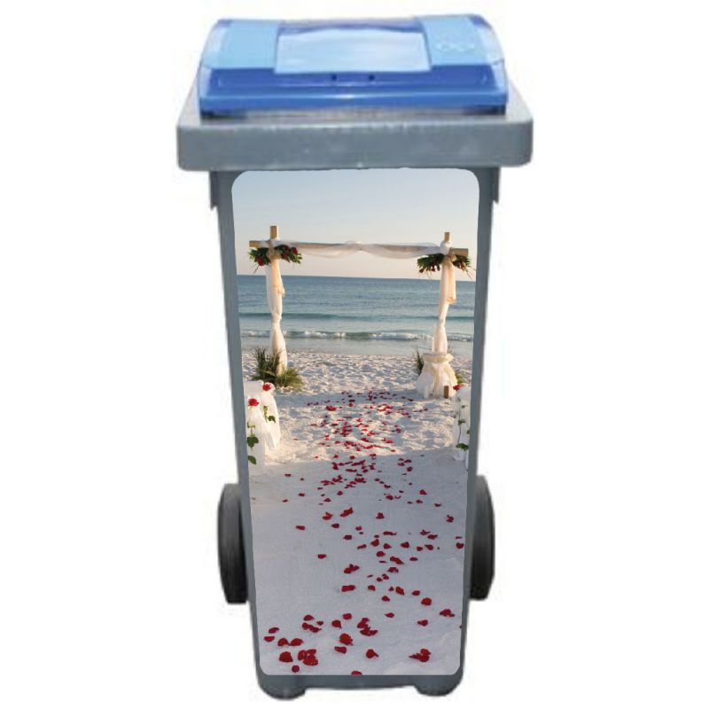 Stickers poubelle déco Chemin de fleur plage mer