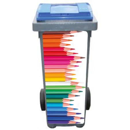 Stickers poubelle déco Crayons de couleurs