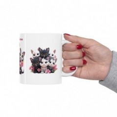Mug personnalisé Chats avec prénom ou petit texte - Idée cadeau - Mug pour Enfant Bébé et Adulte