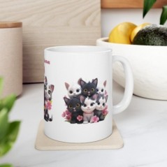 Mug personnalisé Chats avec prénom ou petit texte - Idée cadeau - Mug pour Enfant Bébé et Adulte