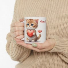 Mug personnalisé personnalisable Chats avec prénom ou petit texte - Idée cadeau - Mug original pour Enfant ou Adulte