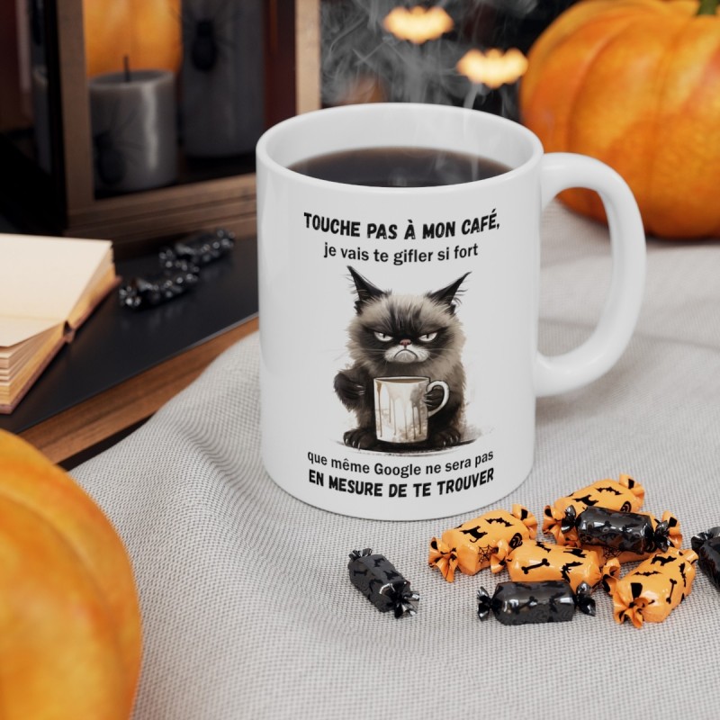 Mug Chat - Touche pas à mon café - Idée cadeau - Tasse originale en  céramique humour Drôle Fun