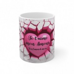 Mug St Valentin Je t'aime mon amour - Idée cadeau - Tasse en céramique originale St Valentin