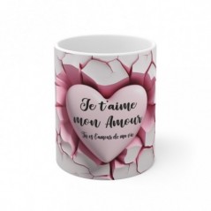 Mug St Valentin Je t'aime mon amour - Idée cadeau - Tasse en céramique originale St Valentin