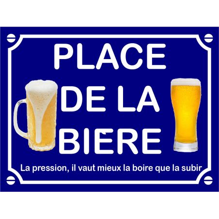 Plaque de rue décorative en aluminium humour Place de La Bière