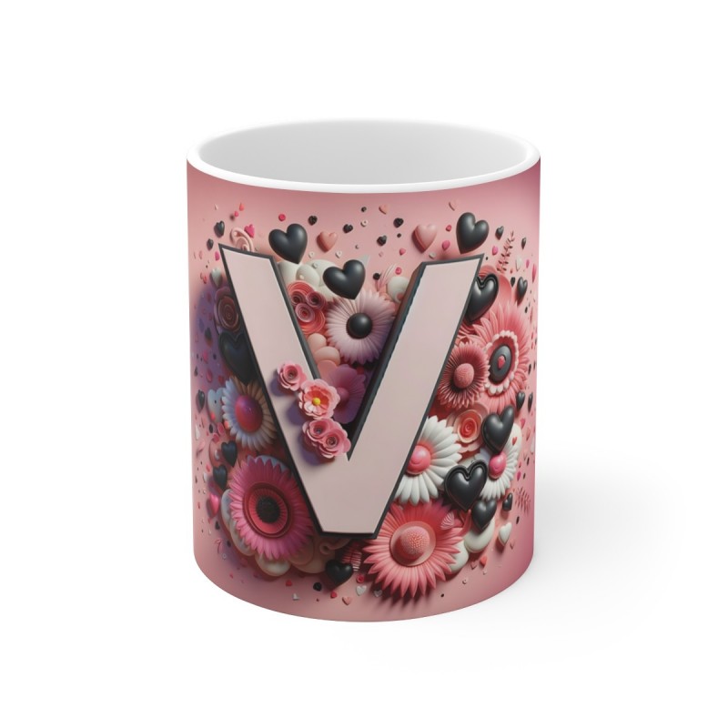 Mug Alphabet Lettre V - Idée cadeau - Tasse en céramique originale