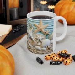 Mug Coquillages étoile de mer - Idée cadeau - Tasse originale en céramique- Modèle 1