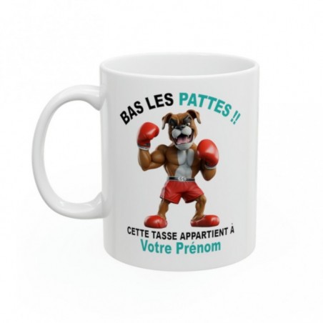 Mug Boxer personnalisé personnalisable Bas les pattes - Idée cadeau