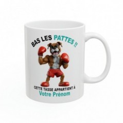 Mug Boxer personnalisé personnalisable Bas les pattes - Idée cadeau