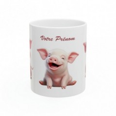 Mug personnalisé personnalisable Petit Cochon avec prénom ou petit texte - Idée cadeau - Tasse Humour Rigolo Fun