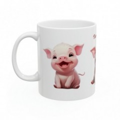 Mug personnalisé personnalisable Petit Cochon avec prénom ou petit texte - Idée cadeau - Tasse Humour Rigolo Fun
