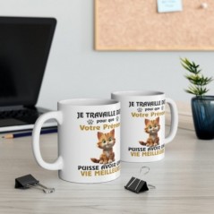 Mug personnalisé personnalisable Chat Mignon avec prénom ou nom du chat - Je travaille dur pour mon chat - Idée cadeau - Tasse H